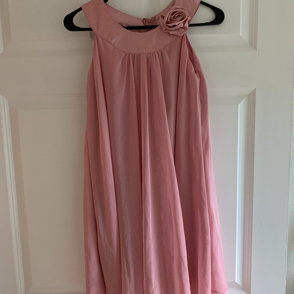 Satin Neck Line and Chiffon A-line Big Girls Formal Dress